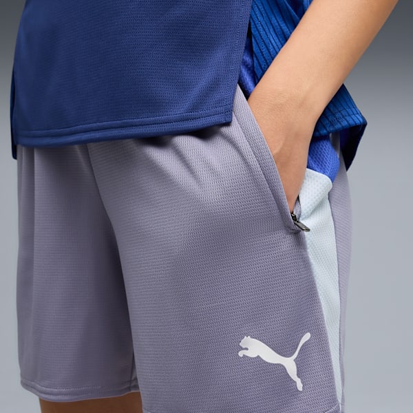 Shorts de fútbol individualBLAZE para mujer, Gray Sky-PUMA White-Royal Sapphire, extralarge