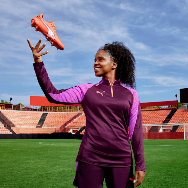 Top de fútbol con cierre corto individualBLAZE para mujer, Midnight Plum, extralarge