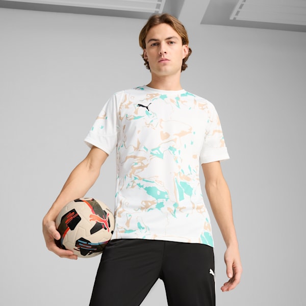 Playera de fútbol individualEARTH DAY para hombre, PUMA White-Light Sand, extralarge