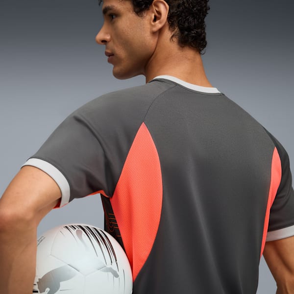 IndividualLIGA Men's Graphic Football Jersey, Shadow Gray-PUMA White-Glowing Red, extralarge-IND