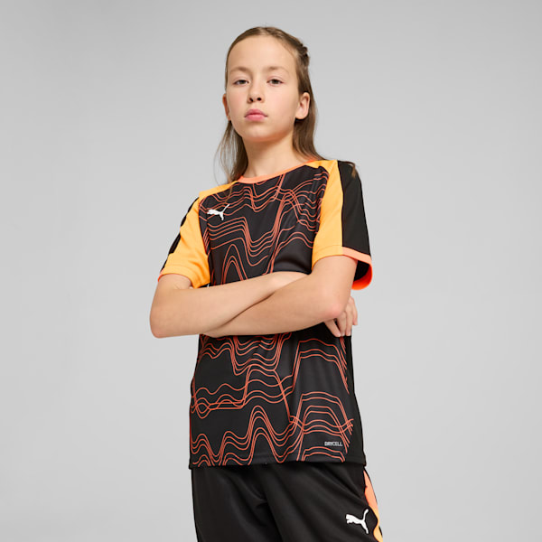 IndividualLIGA Graphic Youth Football Jersey, PUMA Black-Glowing Red, extralarge-IND