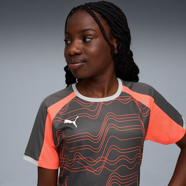 IndividualLIGA Graphic Youth Football Jersey, Shadow Gray-PUMA White-Glowing Red, extralarge-IND