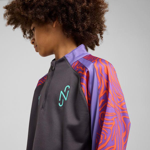 PUMA x NEYMAR Creativity Big Kids' Quarter-Zip Soccer Top, Dark Coal-Soft Violet, extralarge