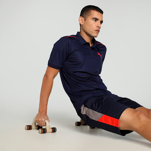 Men's Piping Cricket Polo, PUMA Navy-PUMA Red, extralarge-IND
