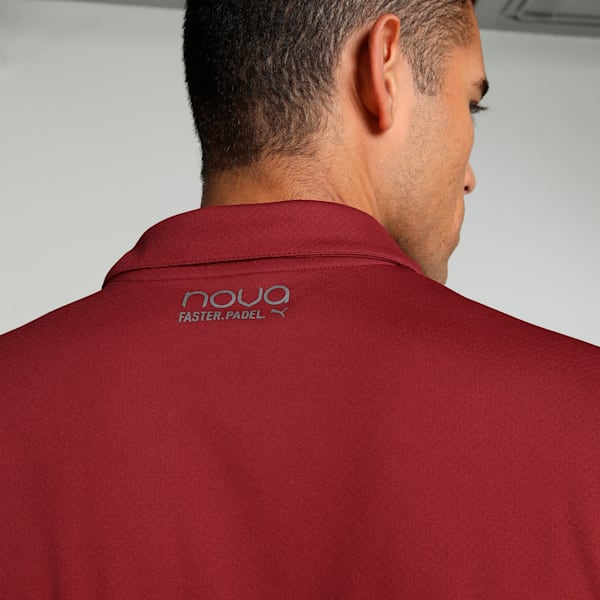 Individual Men's Padel Tennis Polo, Dark Crimson-PUMA White-Glowing Red, extralarge-IND