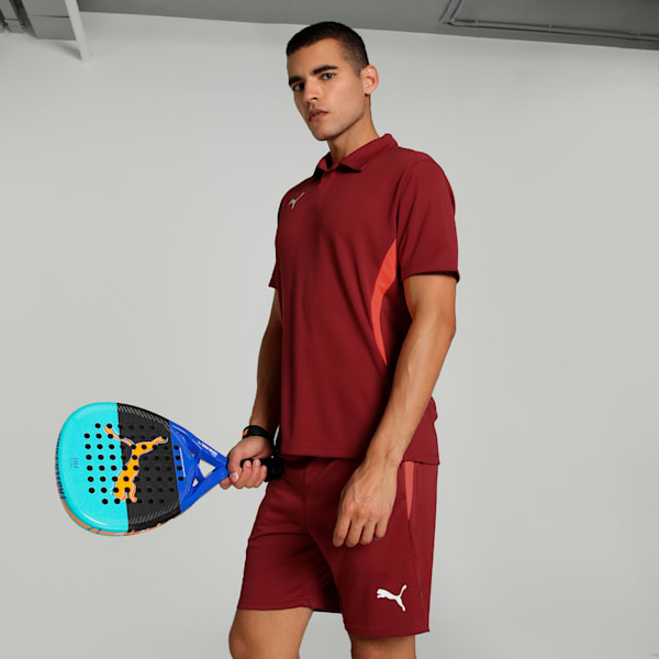 Individual Men's Padel Tennis Polo, Dark Crimson-PUMA White-Glowing Red, extralarge-IND