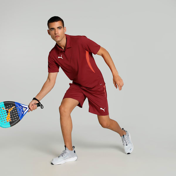 Individual Men's Padel Tennis Polo, Dark Crimson-PUMA White-Glowing Red, extralarge-IND