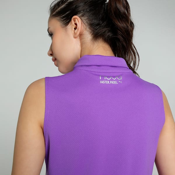 Individual Women's Padel Tennis Polo, Purple Glimmer-Aquatic-PUMA White, extralarge-IND