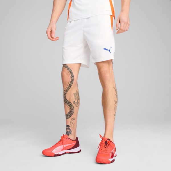 INDIVIDUAL Padel Training Shorts Men, PUMA White-Vivid Blue-Heat Fire, extralarge