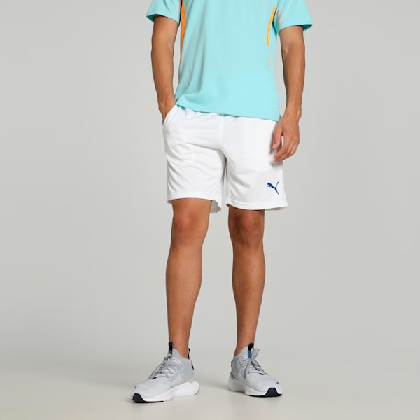 Individual Men's Slim Fit Padel Tennis Training Shorts, PUMA White-Vivid Blue-Heat Fire, extralarge-IND