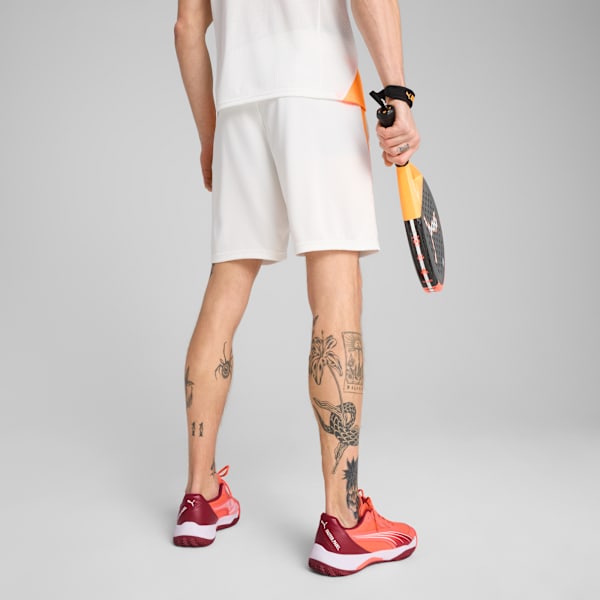 INDIVIDUAL Padel Training Shorts Men, PUMA White-Vivid Blue-Heat Fire, extralarge