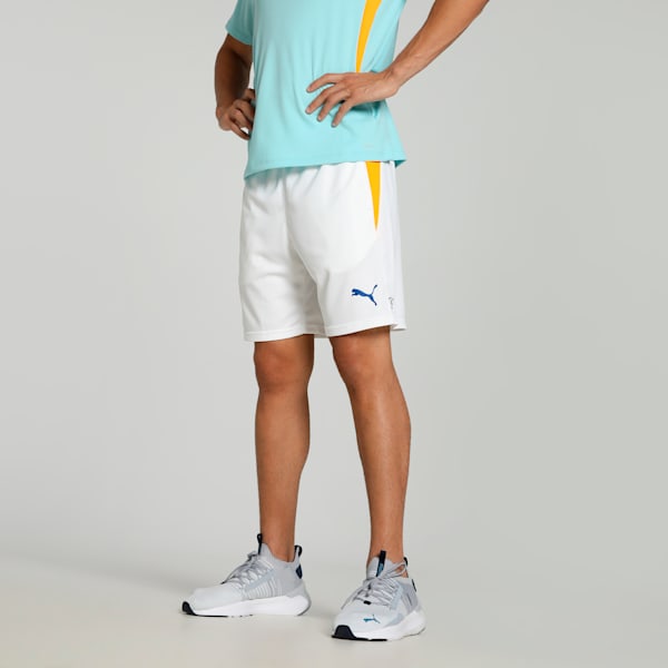 Individual Men's Slim Fit Padel Tennis Training Shorts, PUMA White-Vivid Blue-Heat Fire, extralarge-IND