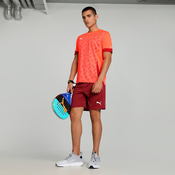 Individual Men's Slim Fit Padel Tennis Training Shorts, Dark Crimson-PUMA White-Glowing Red, extralarge-IND