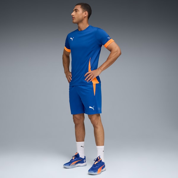 Individual Men's Slim Fit Padel Tennis Training Shorts, Vivid Blue-Heat Fire, extralarge-IND