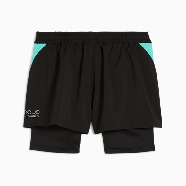 INDIVIDUAL 2-in-1 Padel Shorts Women, PUMA Black-Purple Glimmer-Aquatic, extralarge