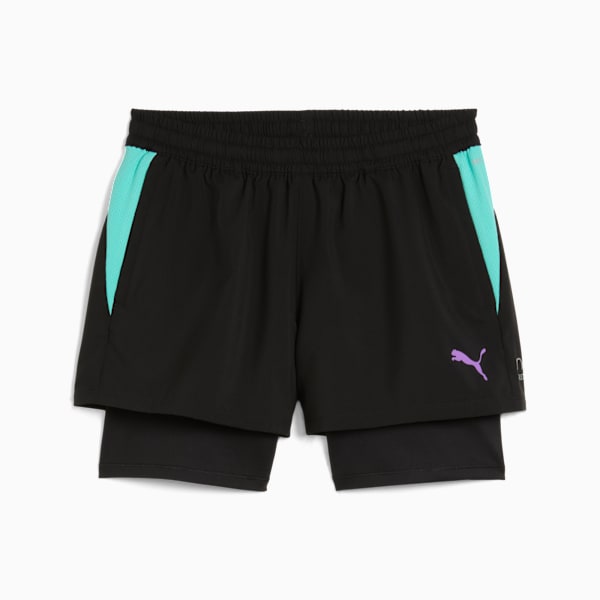INDIVIDUAL 2-in-1 Padel Shorts Women, PUMA Black-Purple Glimmer-Aquatic, extralarge-GBR