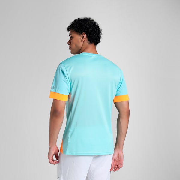 Individual Men's Padel Tennis Jersey, Safe Lake-Vivid Blue-Heat Fire, extralarge-IND