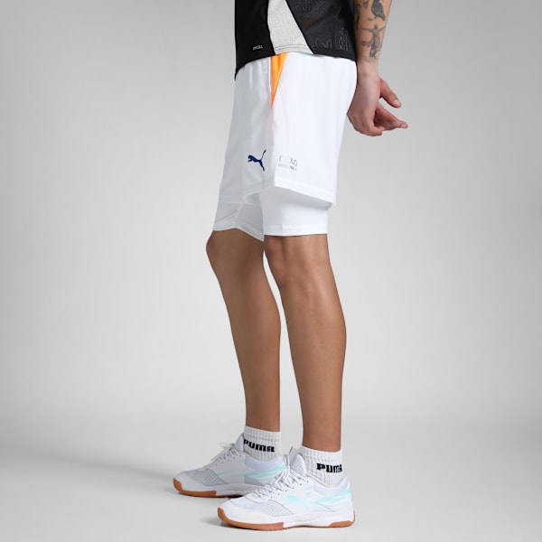 Individual 2-in-1 Men's Court Shorts, PUMA White-Vivid Blue-Heat Fire, extralarge-IND