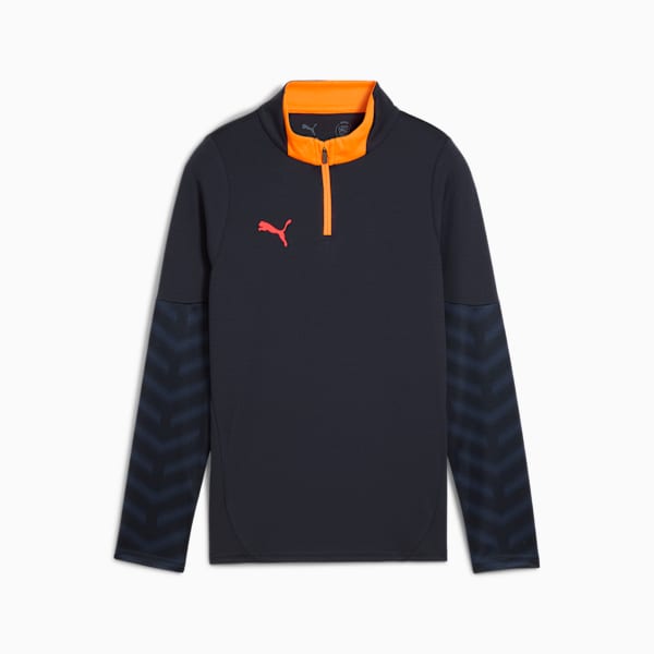 individualCUP Football Quarter-Zip Top Youth, New Navy-Glowing Red-Heat Fire, extralarge-GBR