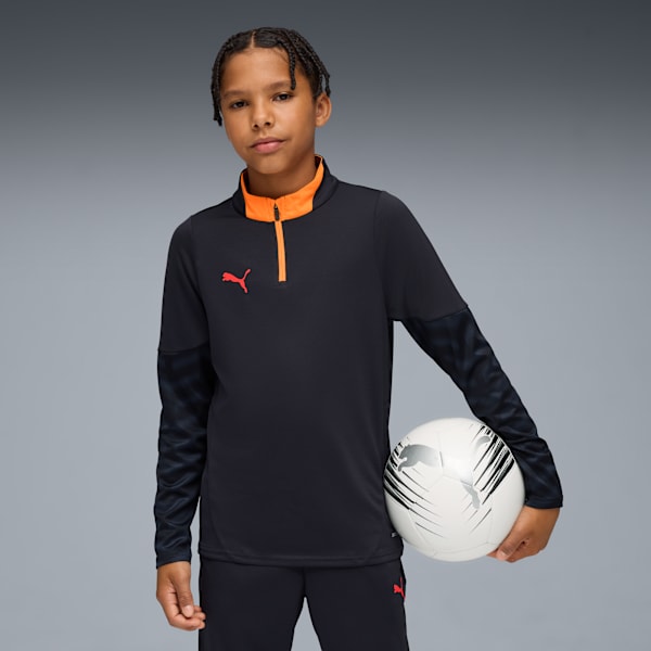 individualCUP Football Quarter-Zip Top Youth, New Navy-Glowing Red-Heat Fire, extralarge-GBR