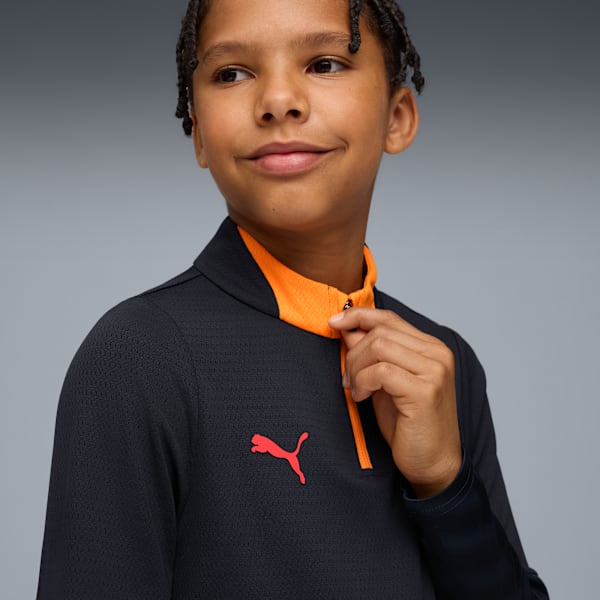individualCUP Football Quarter-Zip Top Youth, New Navy-Glowing Red-Heat Fire, extralarge-GBR