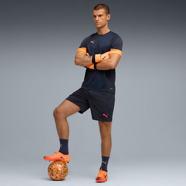 individualCUP Training Men's Knitted Football Shorts, New Navy-Glowing Red-Heat Fire, extralarge-IND