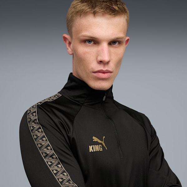 メンズ サッカー キング タッチ クォータジップ トップ, PUMA Black-PUMA Gold, extralarge-JPN