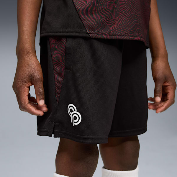 CP Never Stop Football Training Shorts Youth, PUMA Black-PUMA White-For All Time Red, extralarge