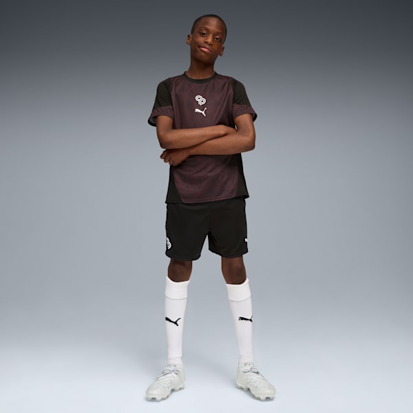 CP Never Stop Football Training Shorts Youth, PUMA Black-PUMA White-For All Time Red, extralarge