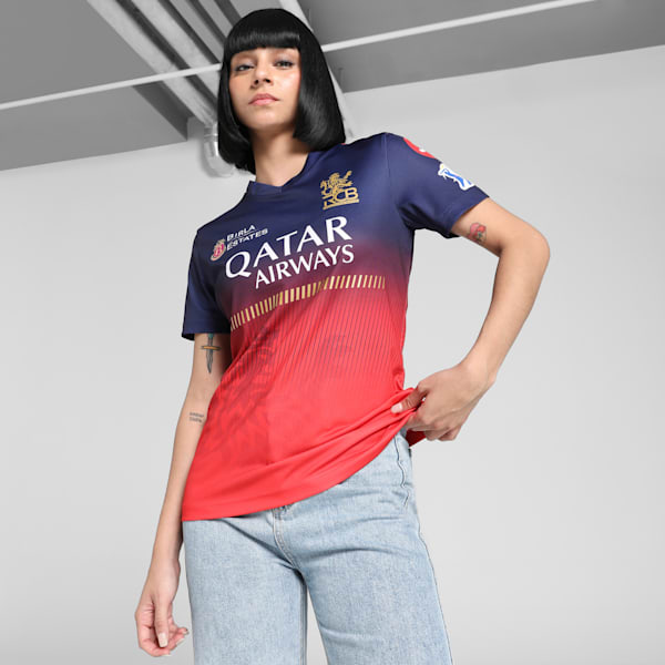 PUMA x RCB 2025 Women's Replica Jersey, PUMA Navy-Flame Scarlet, extralarge-IND