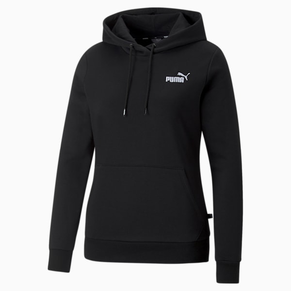 Sudadera con capucha bordada Essentials+ para mujer, Puma Black, extralarge