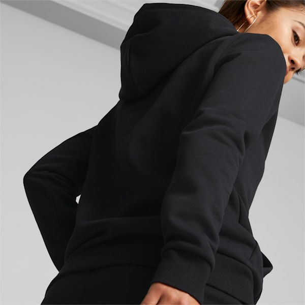 Sudadera con capucha bordada Essentials+ para mujer, Puma Black, extralarge