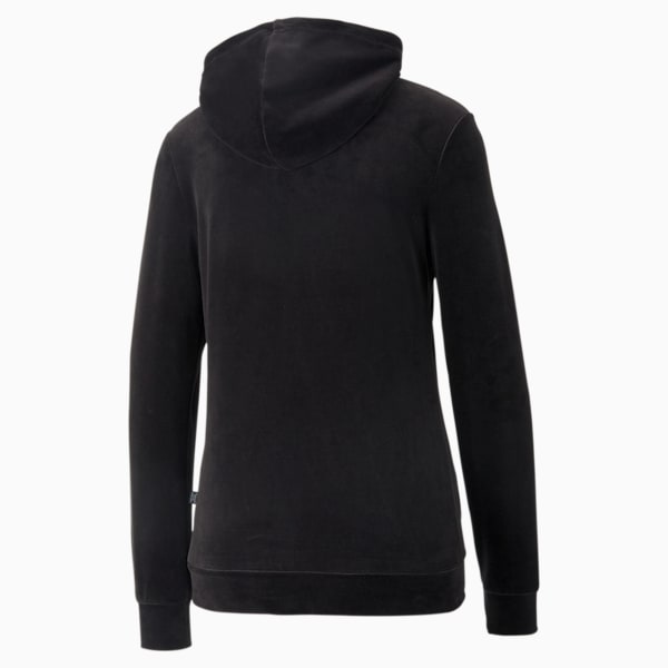 Sudadera de terciopelo con capucha Essentials+ para mujer, Puma Black, extralarge