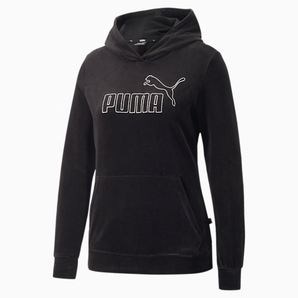 Essentials+ Velour Women's Regular Fit Hoodie, Puma Black, extralarge-IND