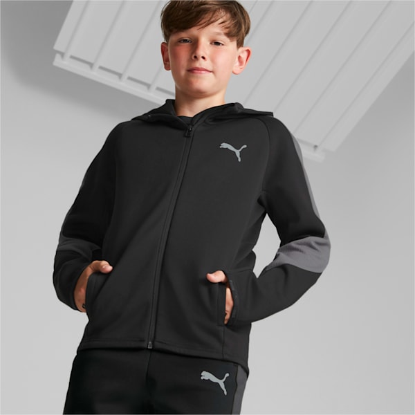 キッズ ボーイズ EVOSTRIPE フルジップ フーデッド ジャケット 116-164cm, Puma Black, extralarge-JPN