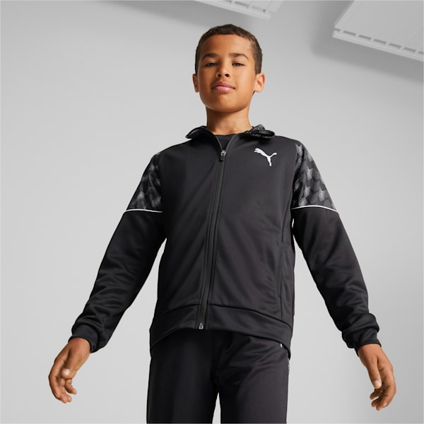 キッズ ボーイズ ACTIVE SPORTS ポリ フルジップ フーデッド ジャケット 116-164cm, Puma Black, extralarge-JPN