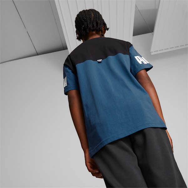 Power Colour Block Tee Youth, Lake Blue, extralarge-GBR