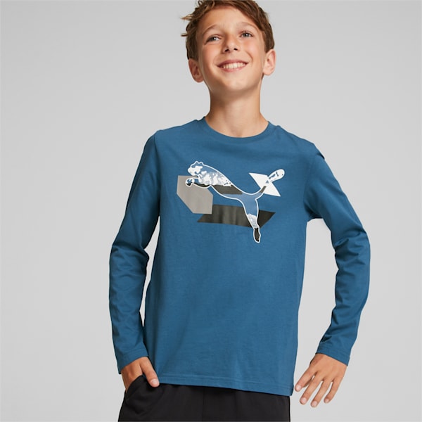 Alpha Longsleeve Youth Regular Fit T-Shirt, Lake Blue, extralarge-IND