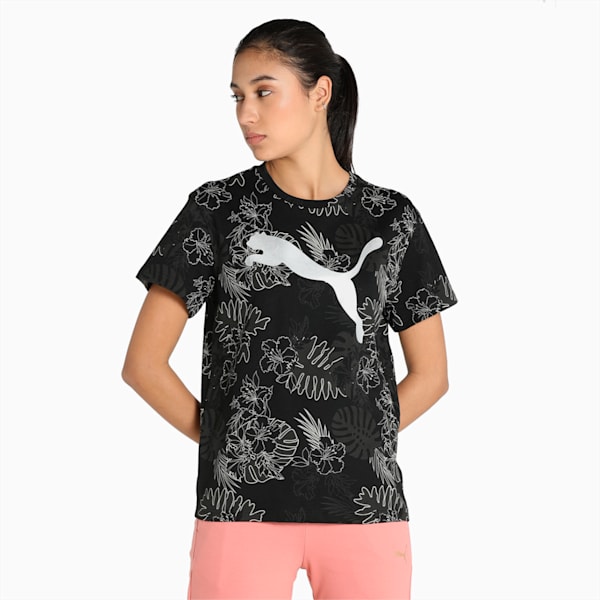 Women's All Over Print T-Shirt, Puma Black, extralarge-IND