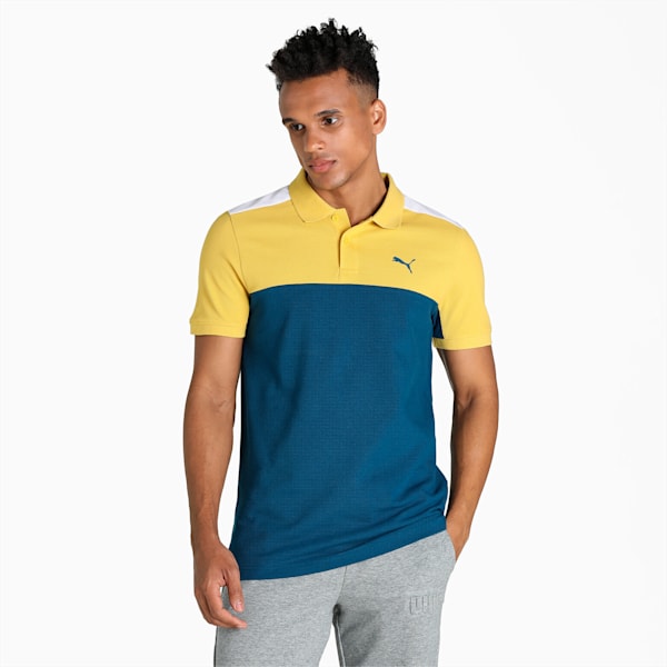 Colorblock Men's Slim Fit Polo, Sailing Blue, extralarge-IND
