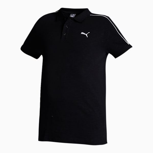 Men's Slim Fit Slub Polo, PUMA Black, extralarge-IND