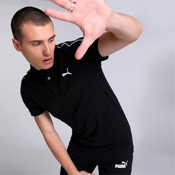 Men's Slim Fit Slub Polo, PUMA Black, extralarge-IND