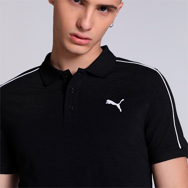 Men's Slim Fit Slub Polo, PUMA Black, extralarge-IND