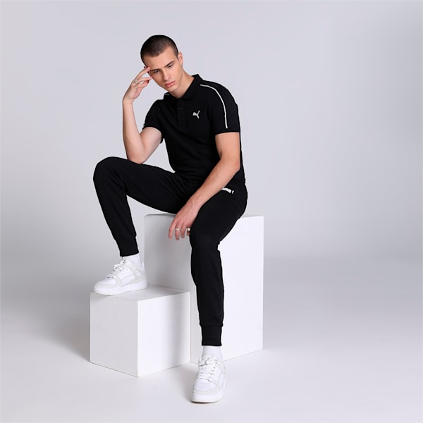 Men's Slim Fit Slub Polo, PUMA Black, extralarge-IND