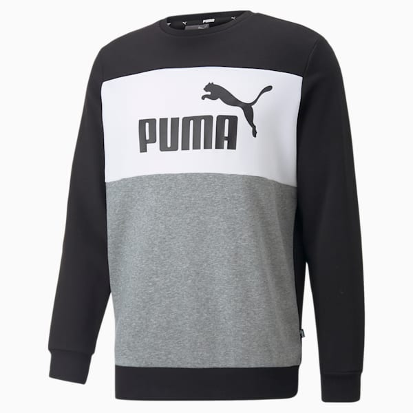 Essentials+ Colourblock Crewneck Sweatshirt Men, Puma Black