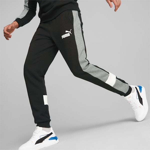 Essentials+ Colorblock Men's Sweatpants, Puma Black