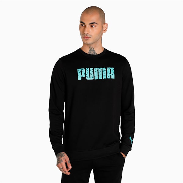 PUMA Graphic Crew Men's Regular Fit Sweat Shirt, Puma Black, extralarge-IND