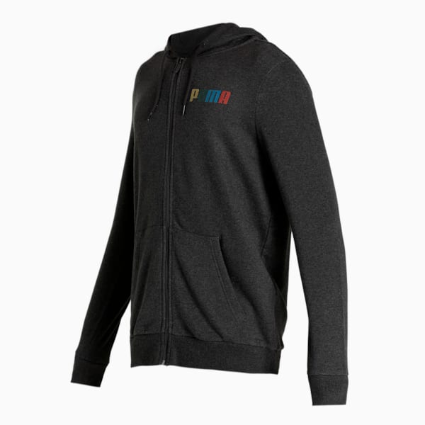 Full-Zip Knitted Men's Slim Fit Hoodie, Dark Gray Heather, extralarge-IND