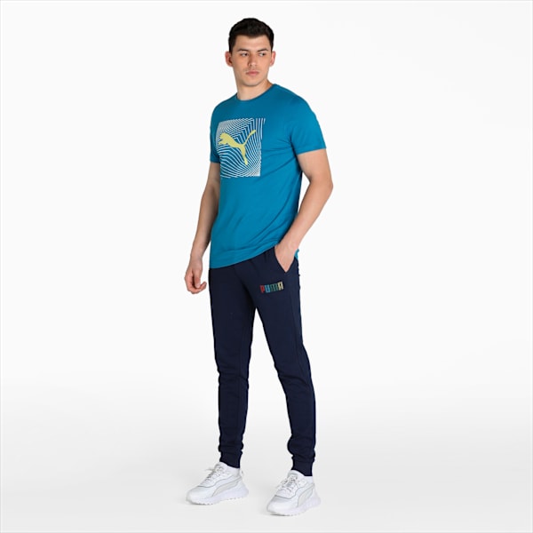 Knitted Men's Slim Fit Sweat Pants, Peacoat, extralarge-IND