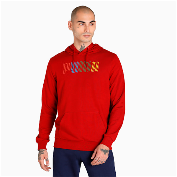 Graphic Men's Regular Fit Hoodie, Red Dahlia, extralarge-IND